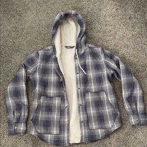 The North Face Navy and Cream Sherpa-Lined Jacket